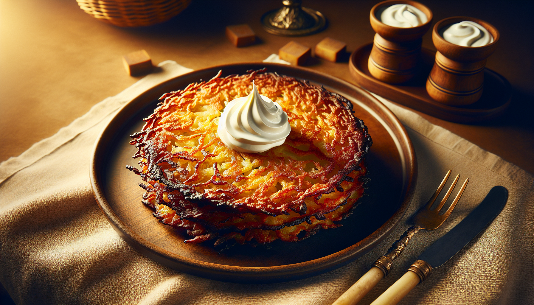 Hanukkah Bite: Single Latke With Sour Cream