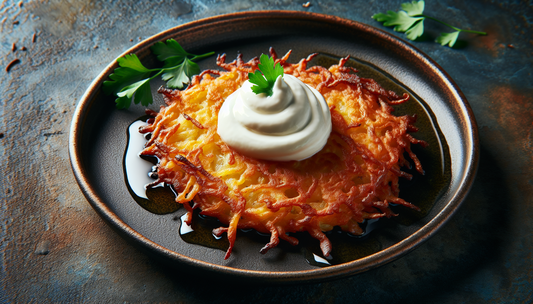 Hanukkah Bite: Single Latke With Sour Cream