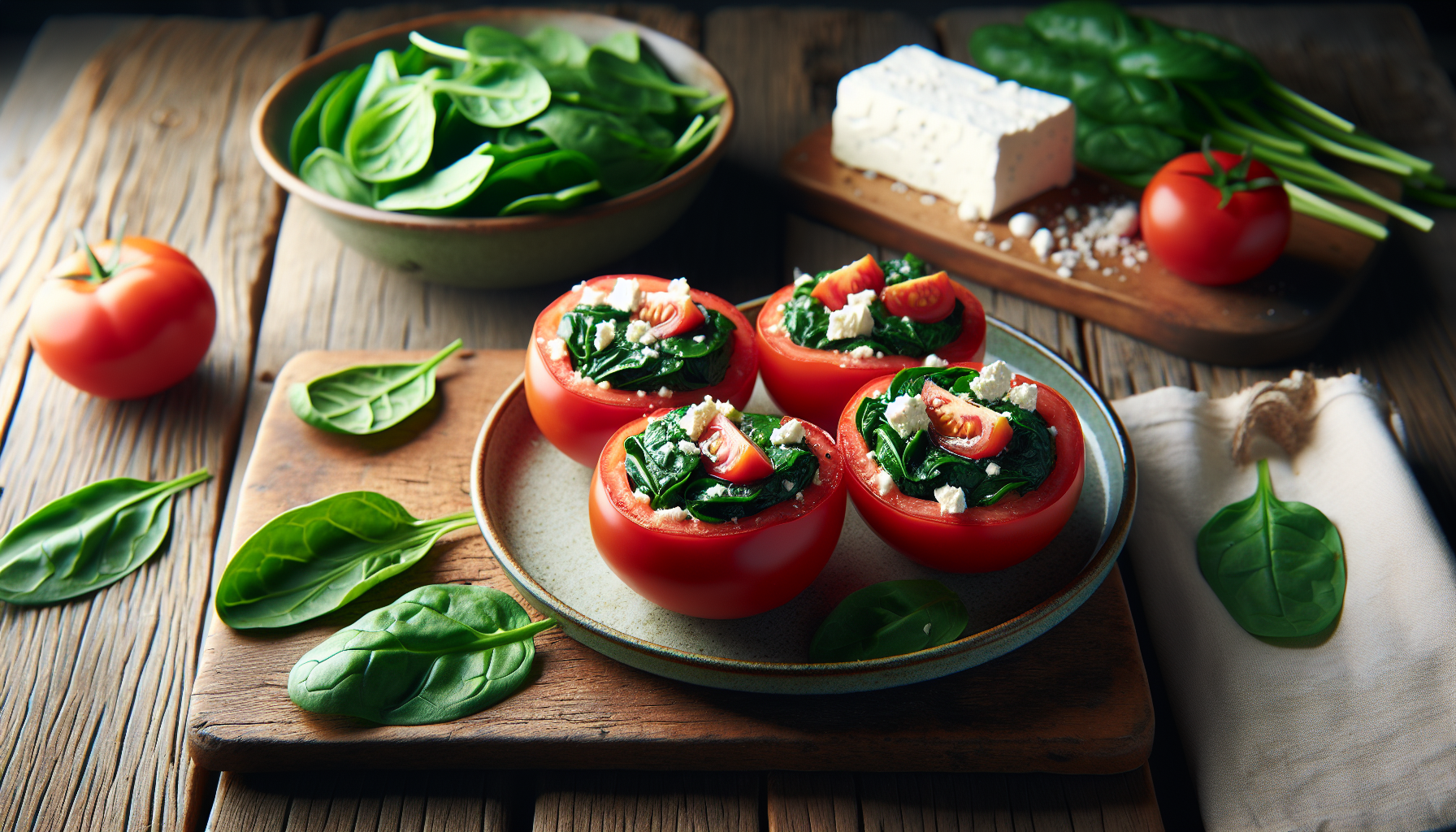 Healthy Spinach And Feta Stuffed Tomato