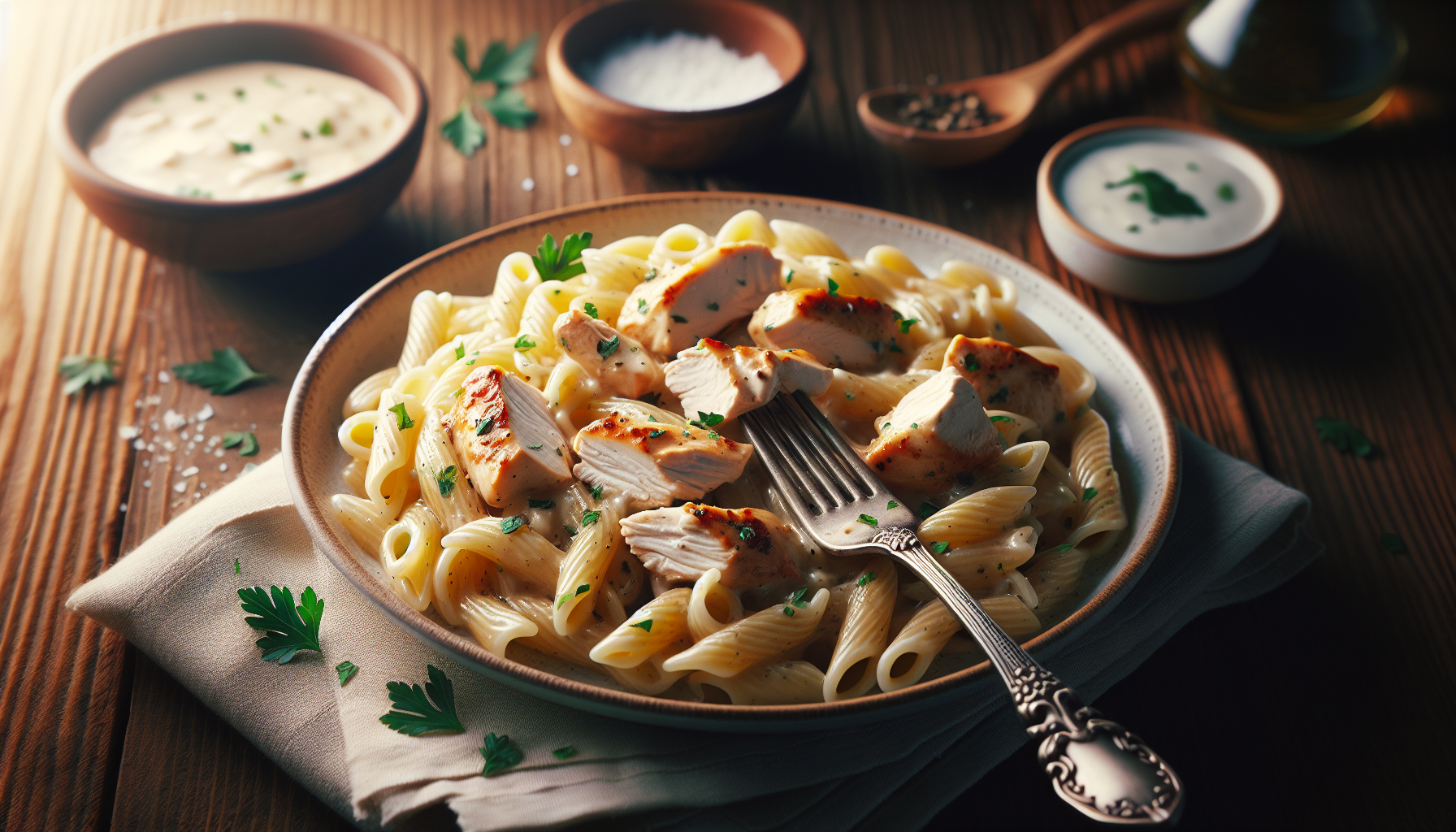 Single-Serving Chicken Alfredo Pasta