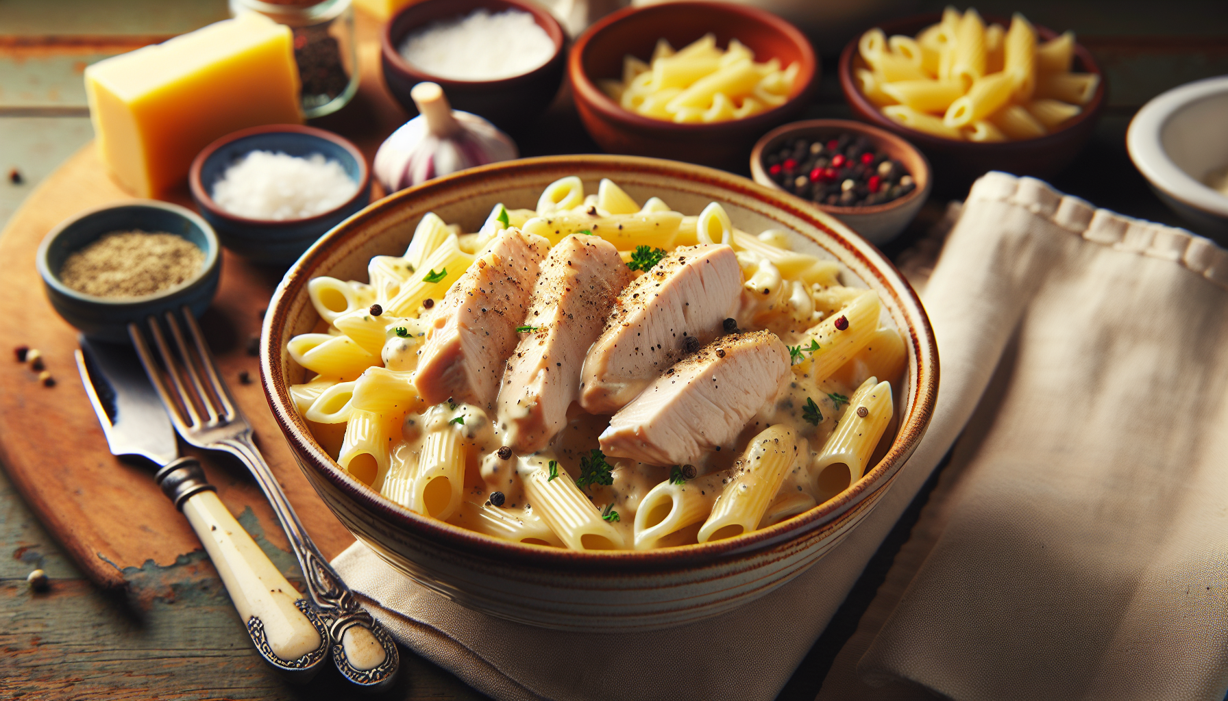 Single-Serving Chicken Alfredo Pasta