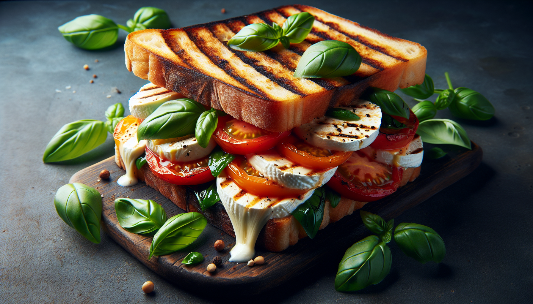 Toasted Caprese Sandwich With Fresh Basil