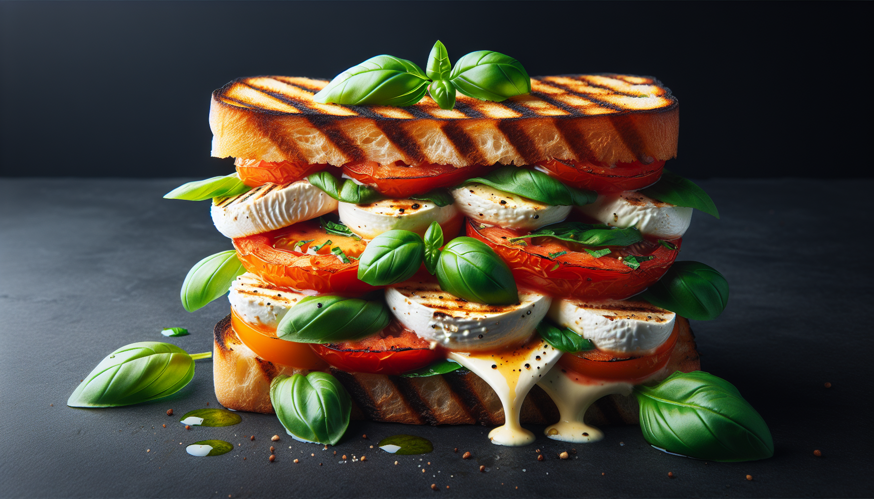 Toasted Caprese Sandwich With Fresh Basil