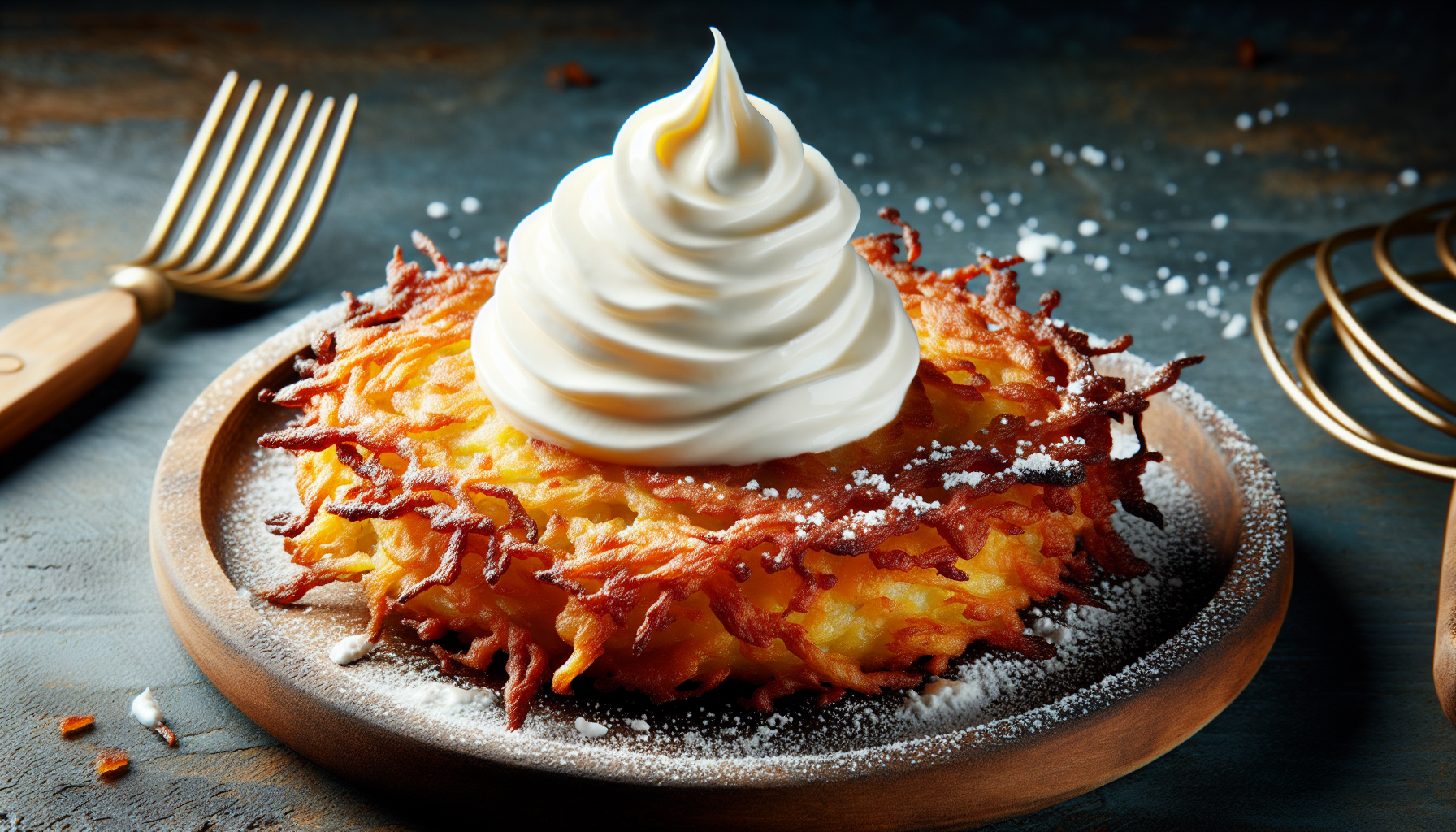 Hanukkah Bite: Single Latke With Sour Cream