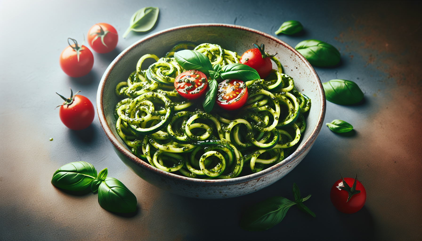 quick zucchini noodles with pesto 4