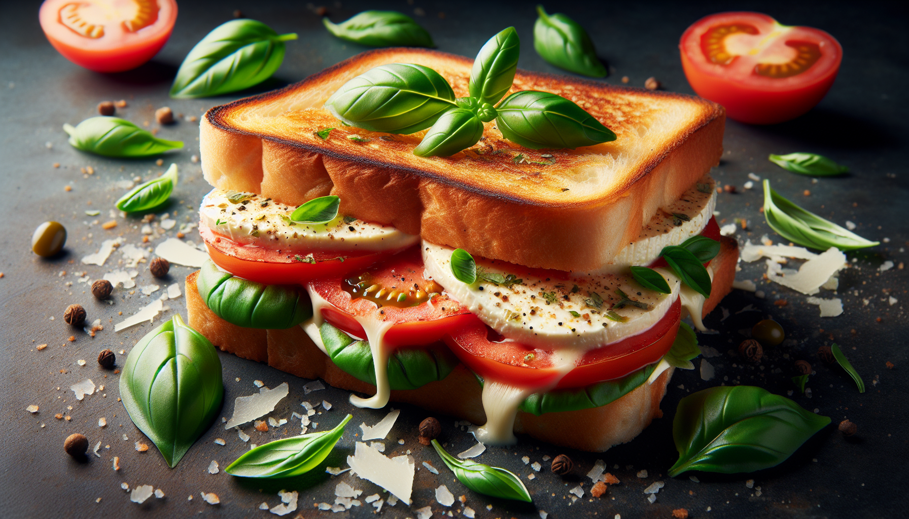 toasted caprese sandwich with fresh basil 5